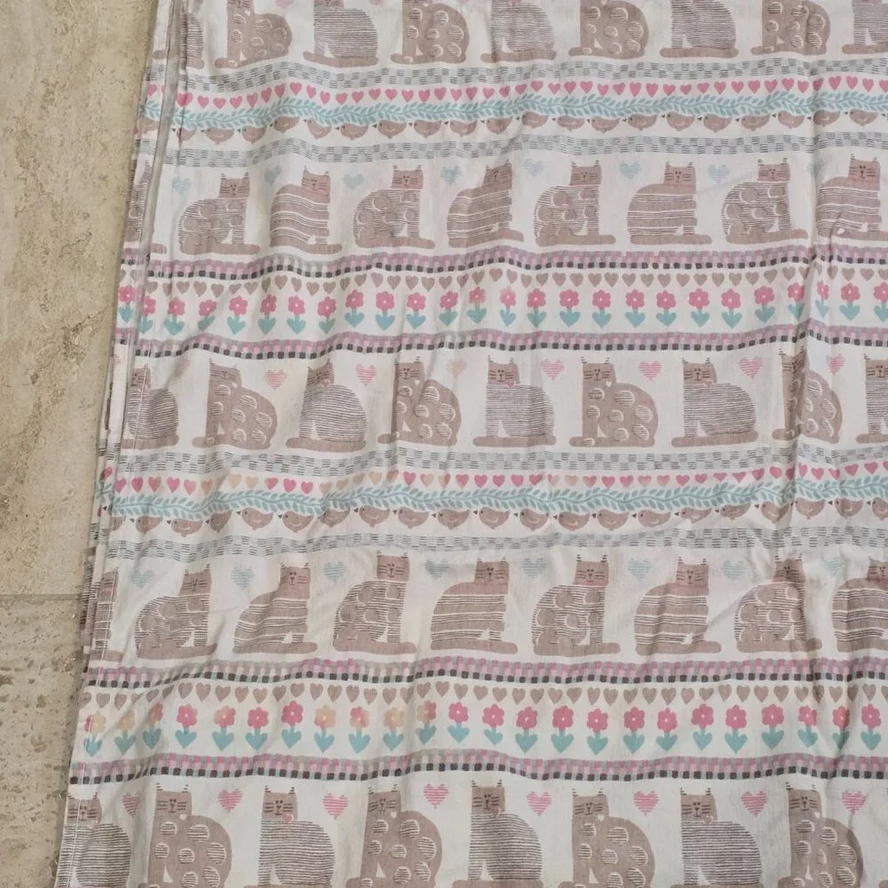VTG 1980s‎ COTTAGECORE CAT HEARTS TWIN 74